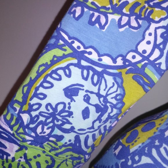 Lilly Pulitzer Shirt Dress XS Blue Green Cats V Neck Pit to Pit 17" Length 34" P - Picture 5 of 12